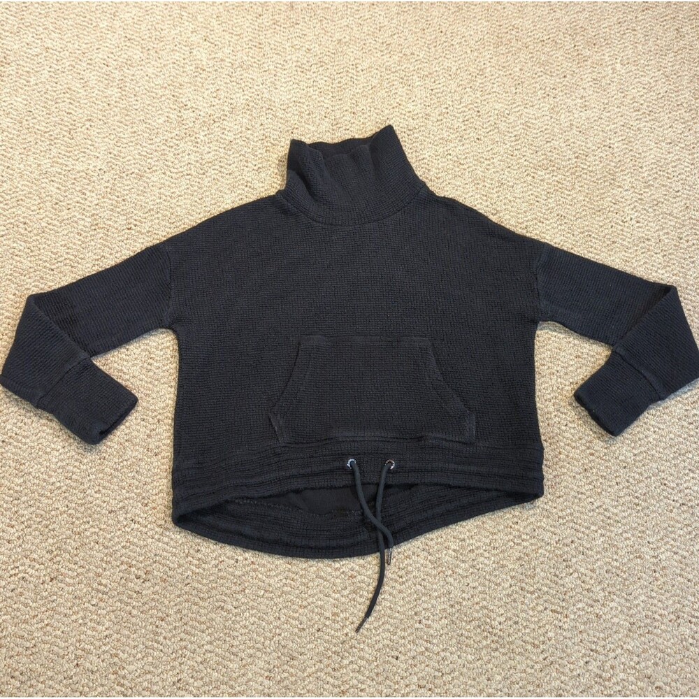 Sweaty Betty Restful Boucle Sweatshirt Womens 6 Black Funnel Neck Athleisure
